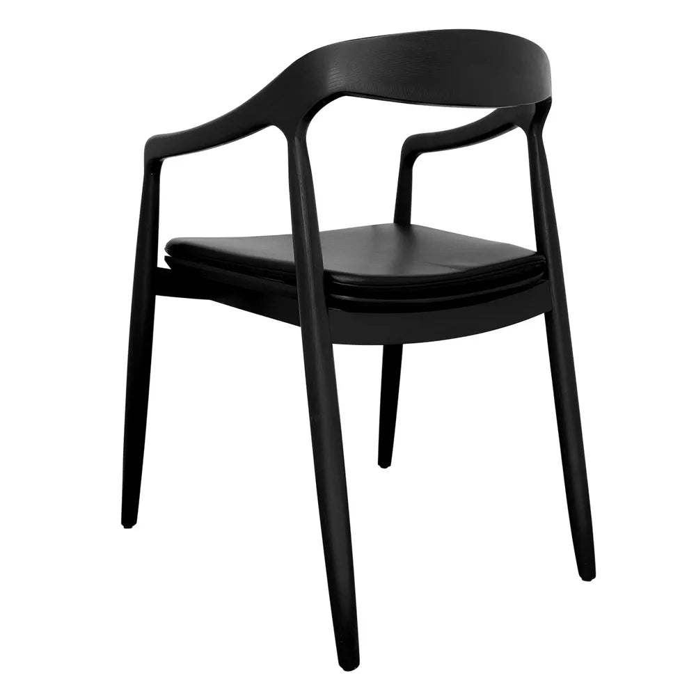 Astrid Ashwood Black Dining Chair Set of 2 - Black Leather