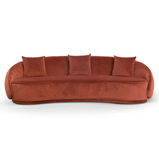 Sunset Vista 4 Seater Velvet Sofa - Rustic Orange