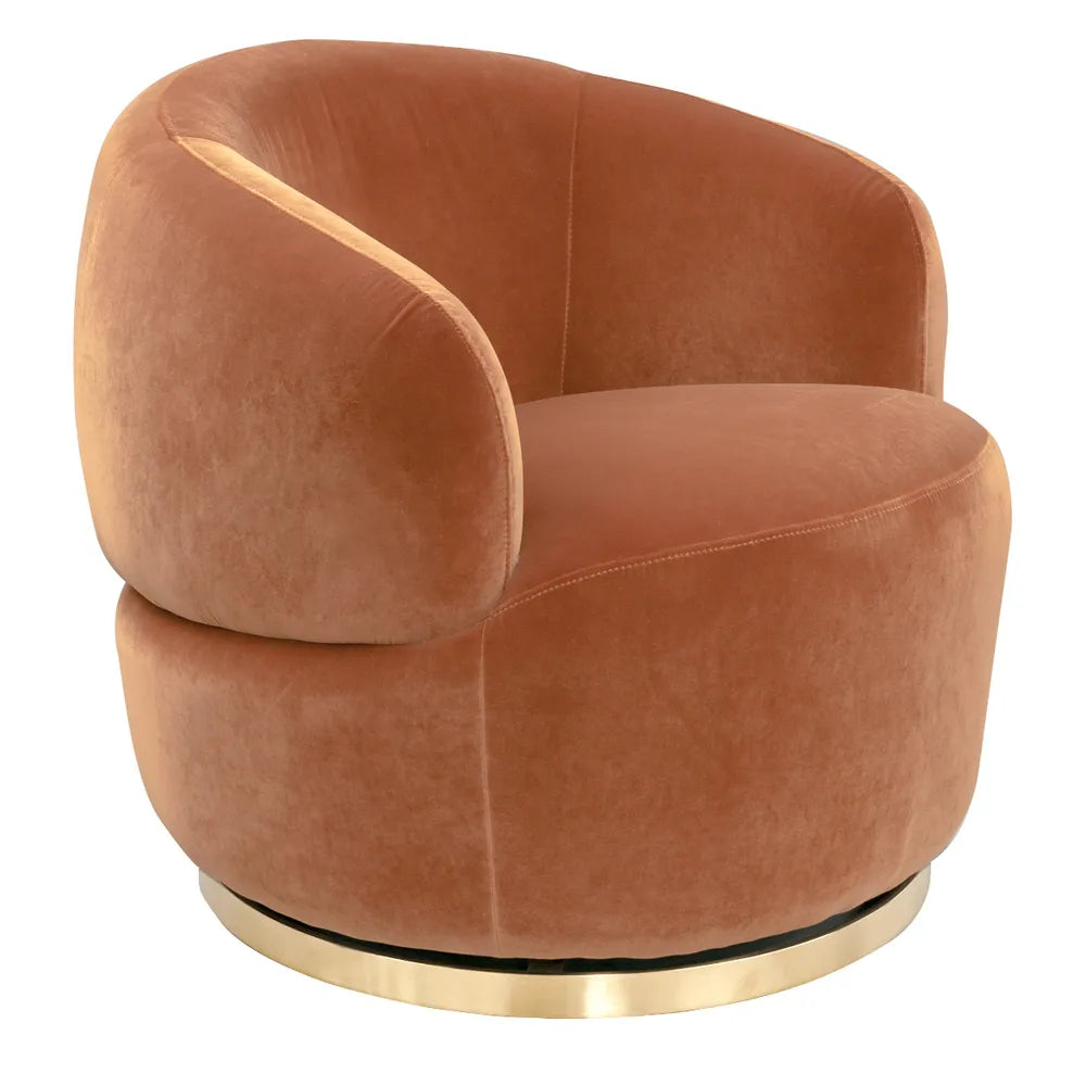 Pulsar Swivel Arm Chair - Caramel Velvet