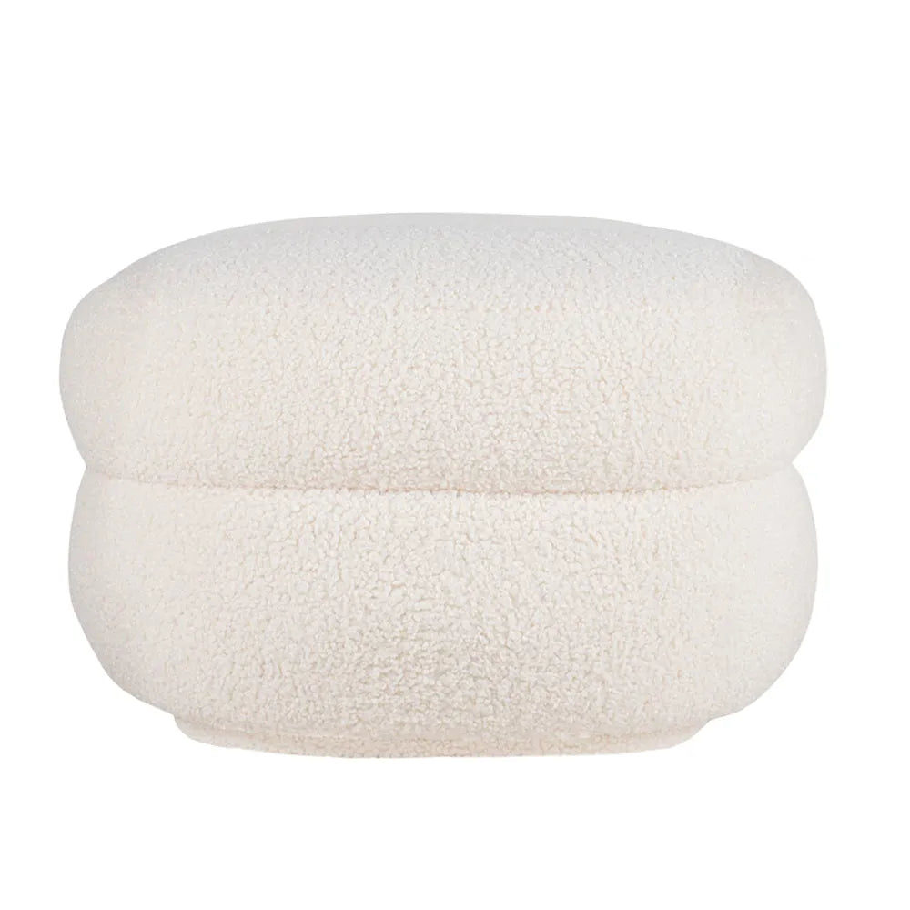 Aurora Foot Stool - Off White Shearling