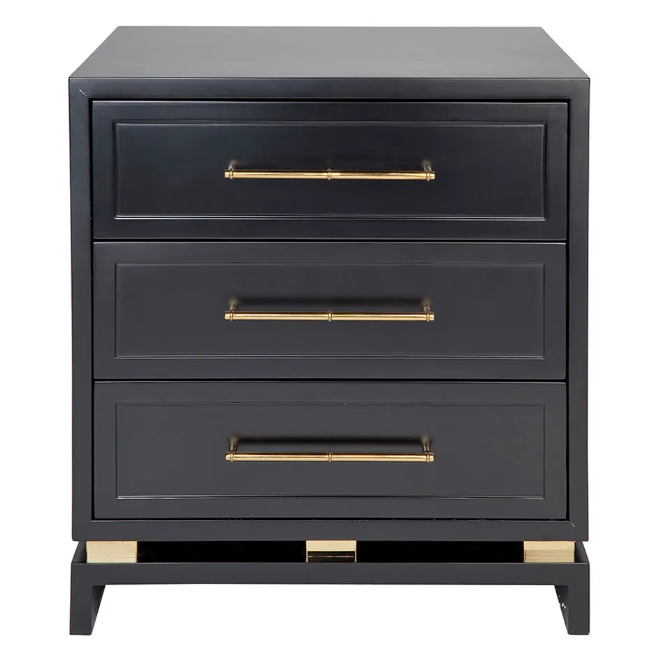 Pearl Bedside Table - Large Black