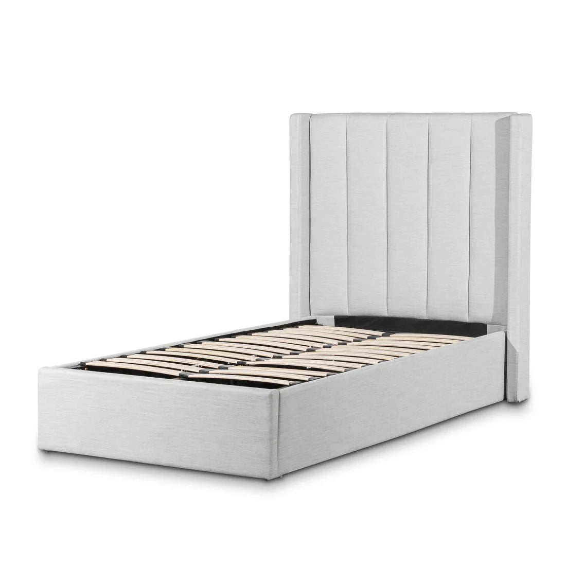 Aragon Single Bed Frame - Pearl Grey with Storage