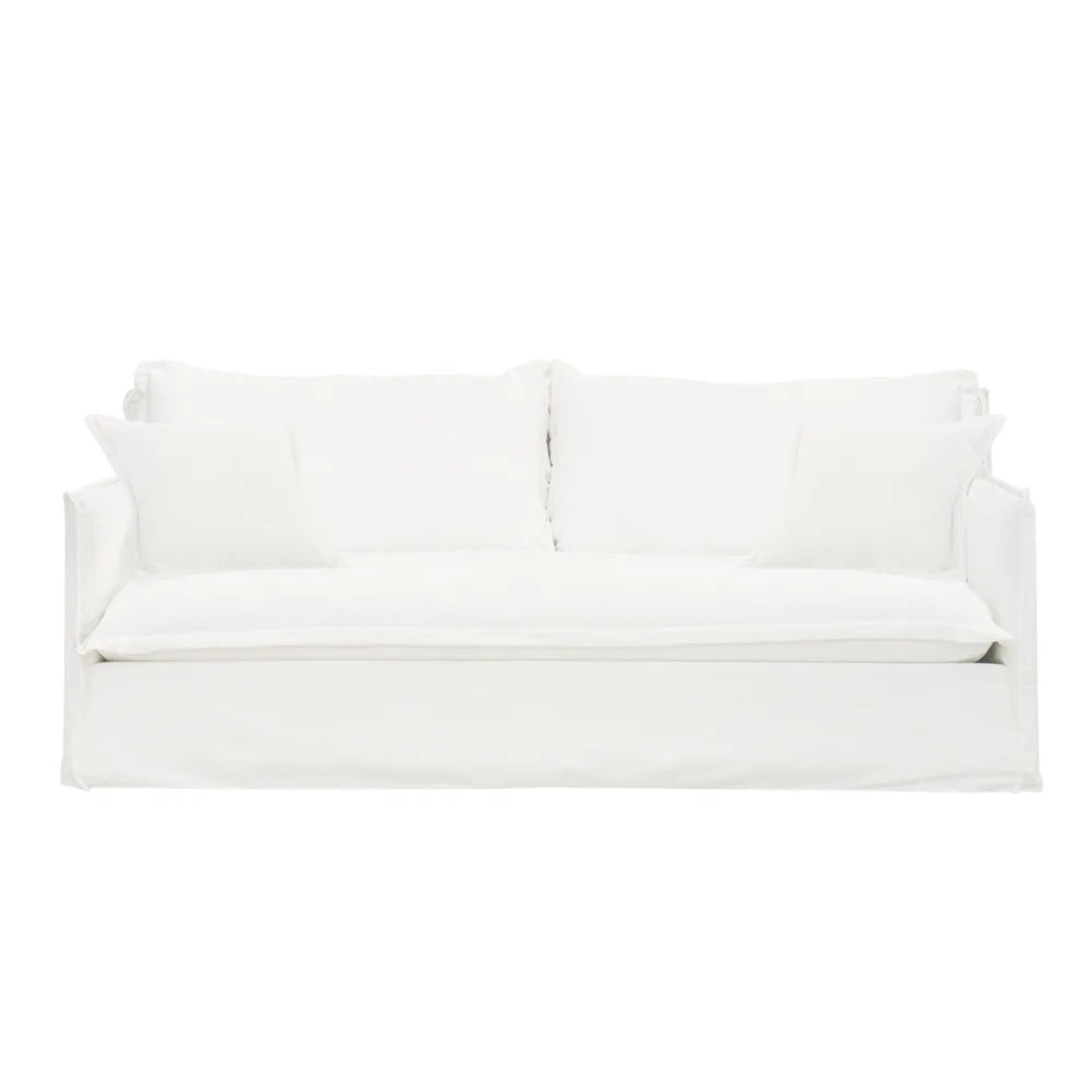 Cove 3 Seater Slip Cover Sofa - White Linen