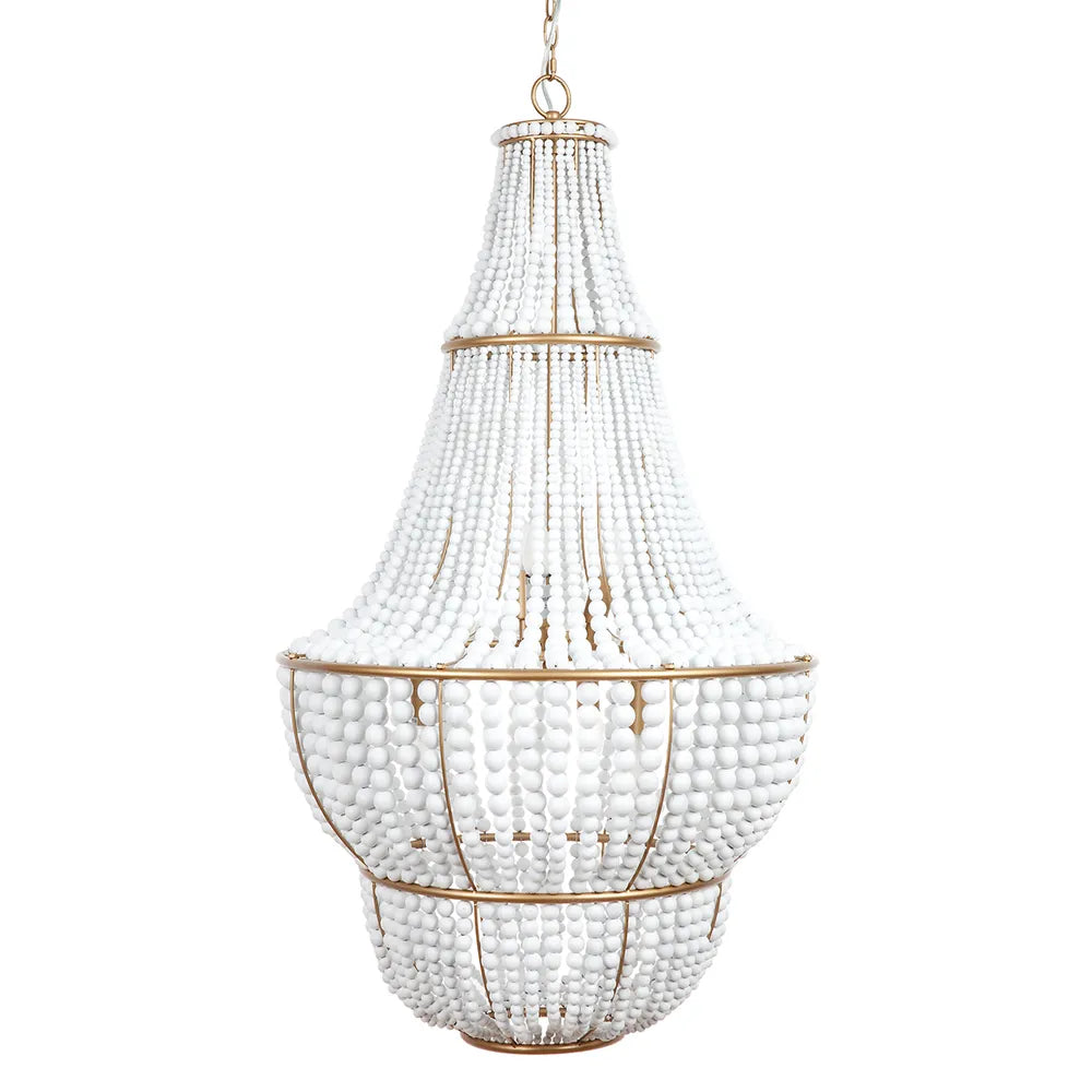 Sierra Beaded Chandelier - Gold/White