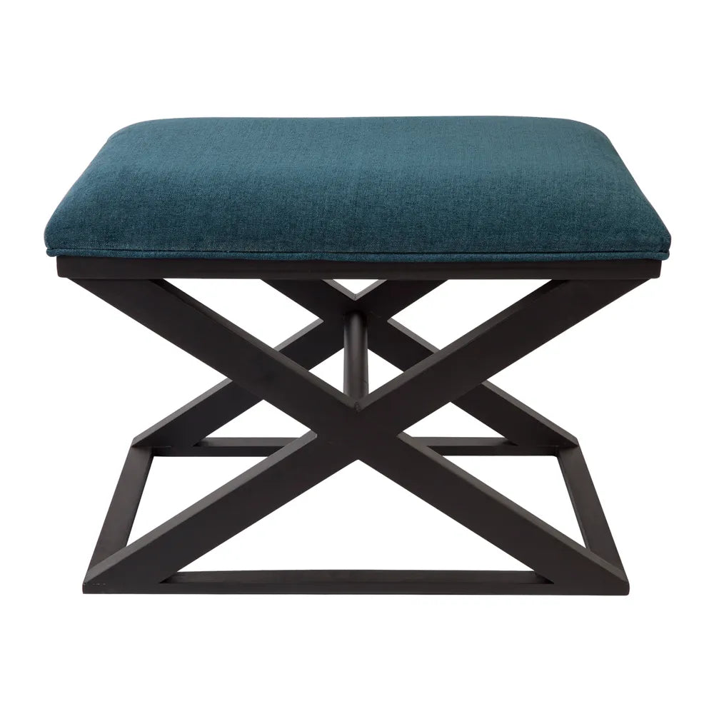 Spencer Black Timber Stool - Teal Chenille