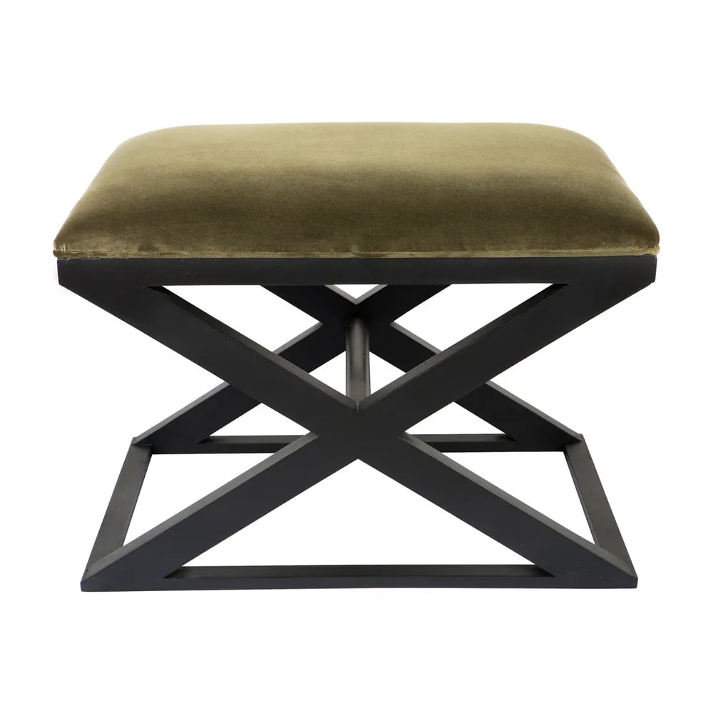 Spencer Black Timber Stool - Moss Velvett