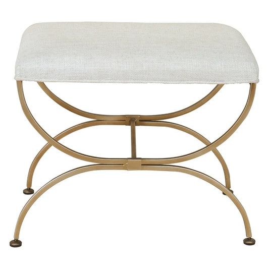 Novak Antique Gold Iron Stool - Natural Linen