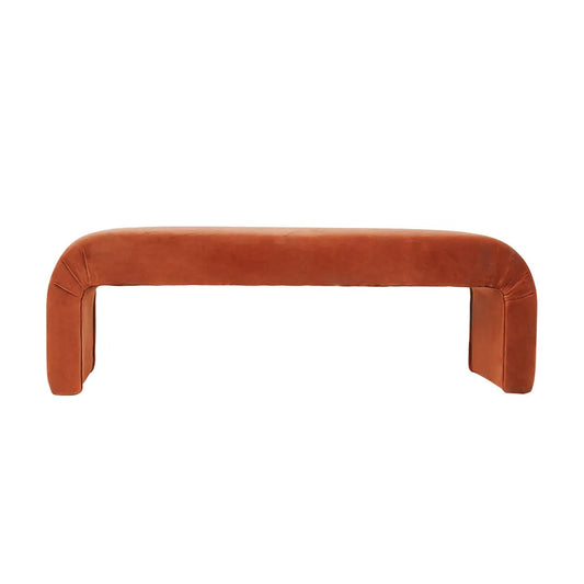 The Curve Bench Ottoman - Caramel Velvet