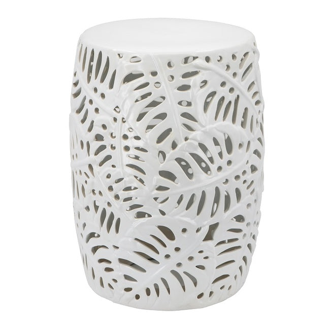 Palm Leaf Cutwork Ceramic Stool 