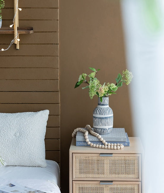 Cream & Grey Ceramic Squat Vase