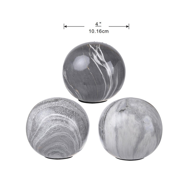 Set of 3 Grey Marbleized Balls