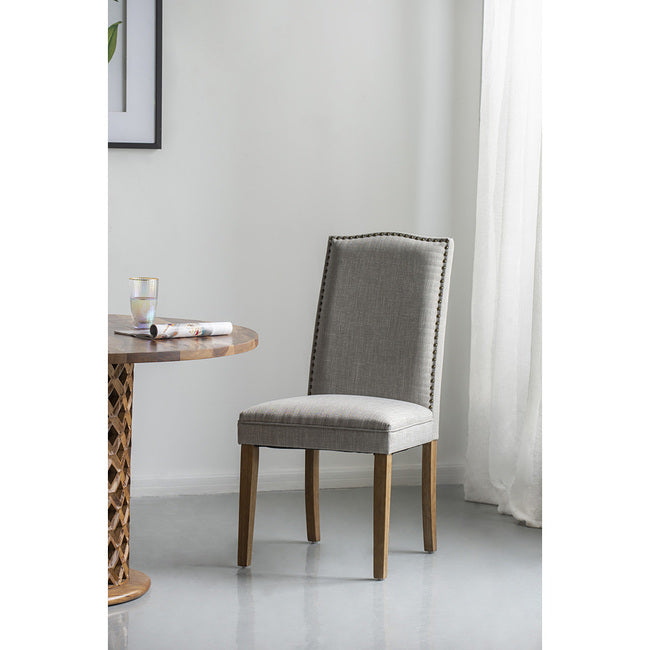 Studded Smoky Grey Armless Dining Chairs Set of 2