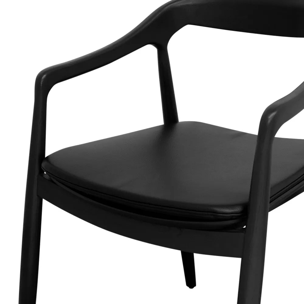 Astrid Ashwood Black Dining Chair Set of 2 - Black Leather