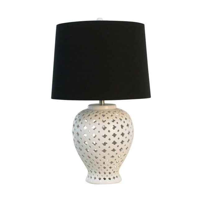 Lattice White Table Lamp/ Black Shade