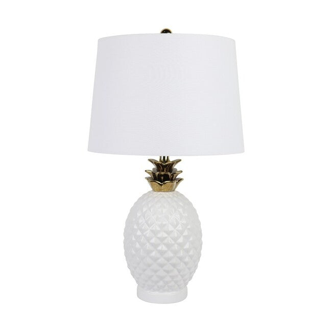 Pineapple Table Lamp White & Gold - Available March 2024