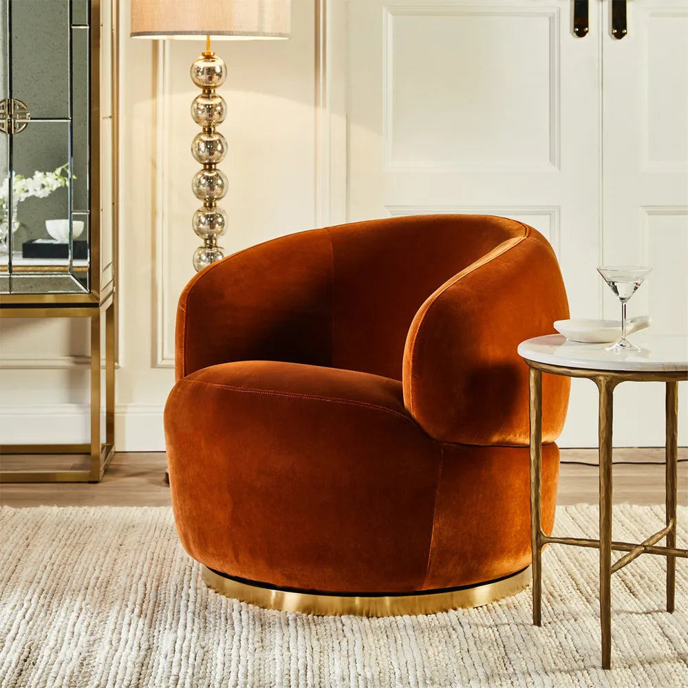 Pulsar Swivel Arm Chair - Caramel Velvet