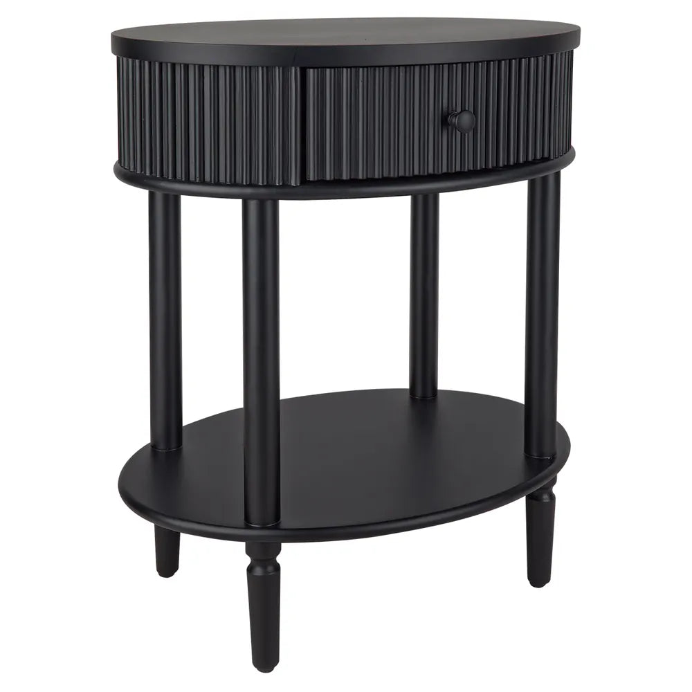 Arielle Oval Bedside Table - Black