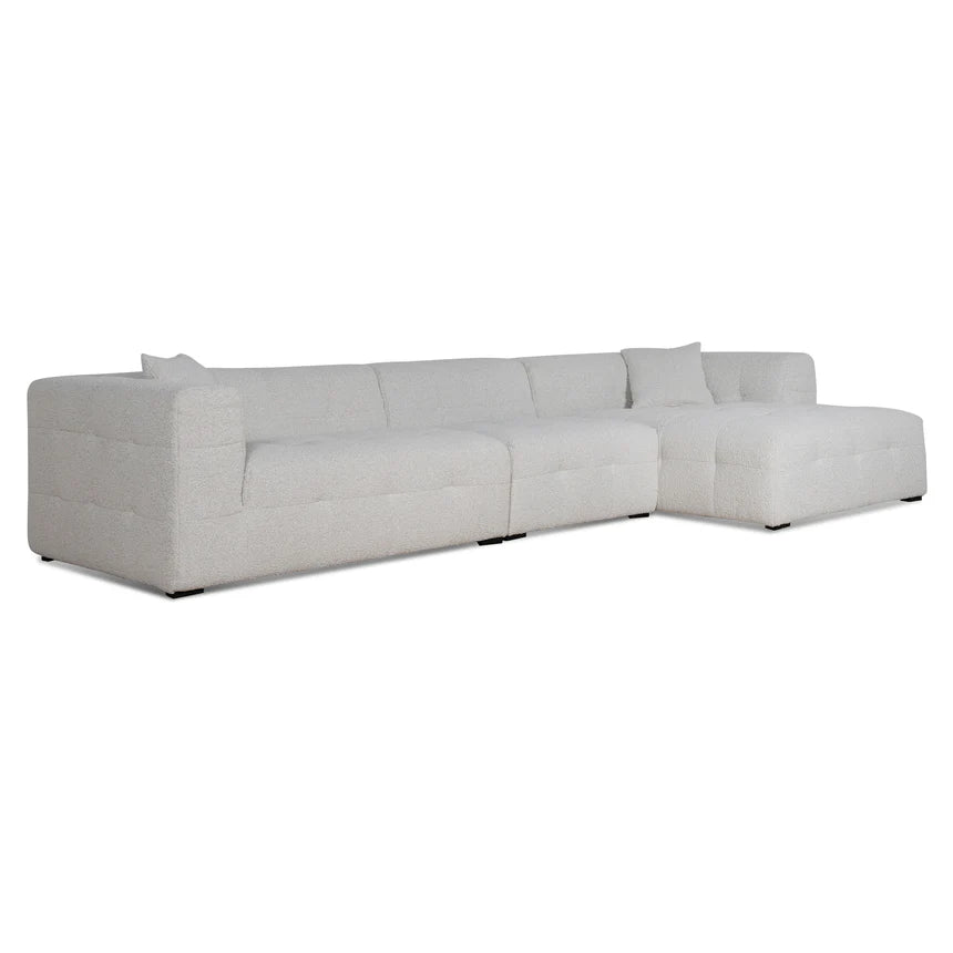 Clara 4 Seater Right Chaise Sofa - Pearl Boucle