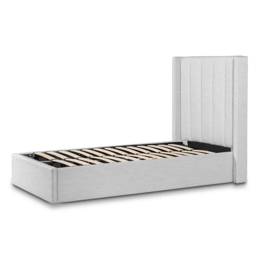 Aragon Single Bed Frame - Pearl Grey with Storage