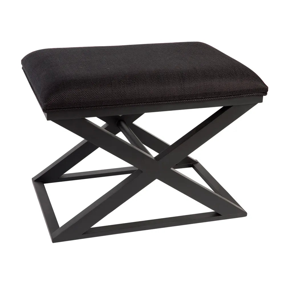 Spencer Black Timber Stool - Black Linen