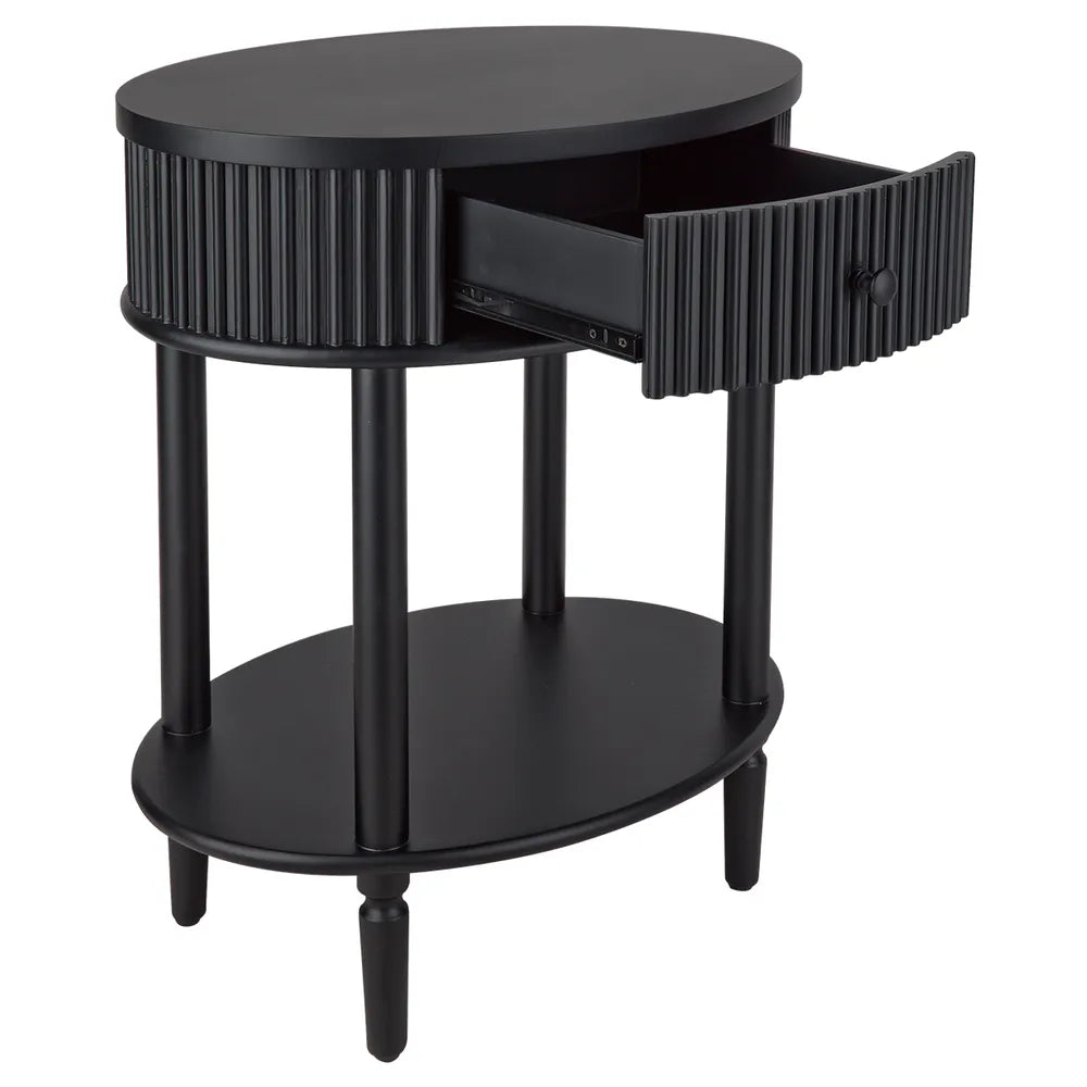 Arielle Oval Bedside Table - Black