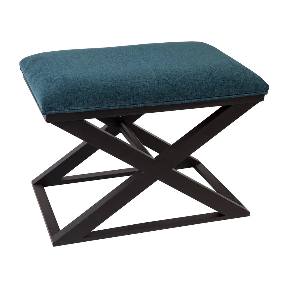 Spencer Black Timber Stool - Teal Chenille