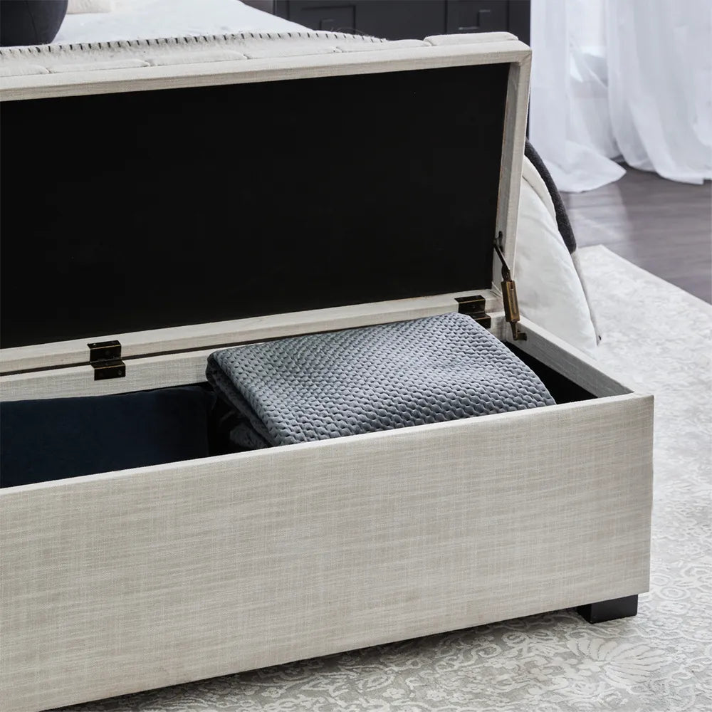 Soho Storage Bench Ottoman - Natural Linen