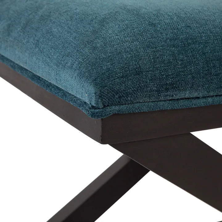 Spencer Black Timber Stool - Teal Chenille