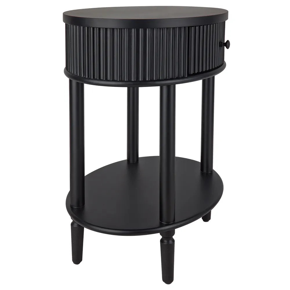 Arielle Oval Bedside Table - Black