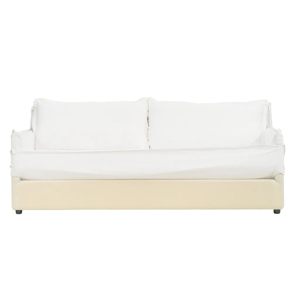 Cove 3 Seater Slip Cover Sofa - White Linen