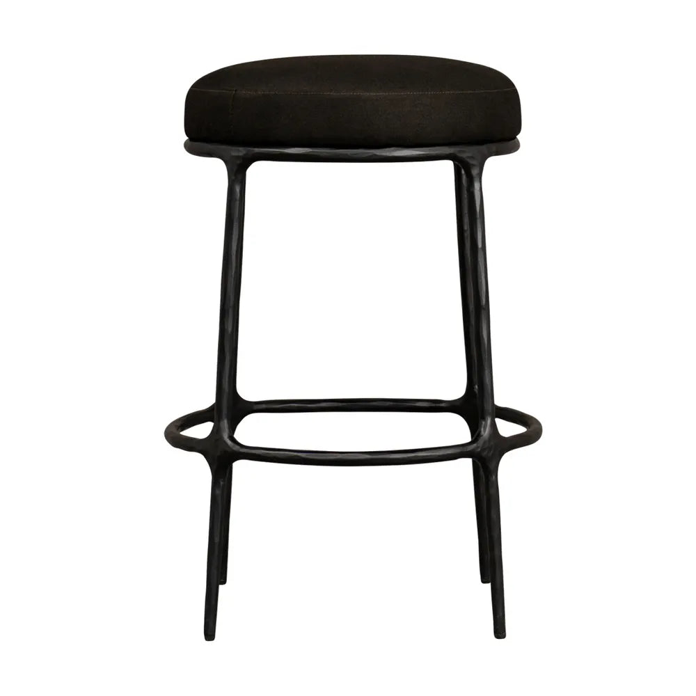 Heston Black Kitchen Stool - Black Linen