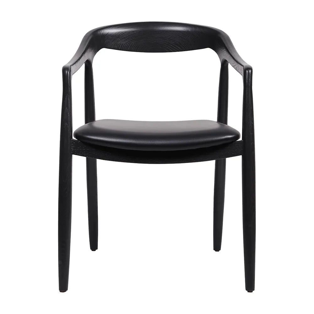 Astrid Ashwood Dining Chair - Black Leather