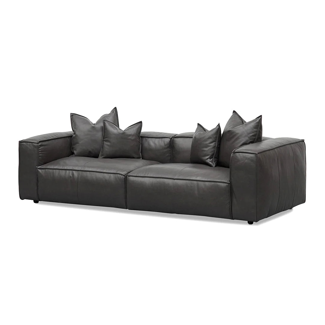 Channel 4 Seater Sofa with Cushion and Pillow -Shadow Grey Leather