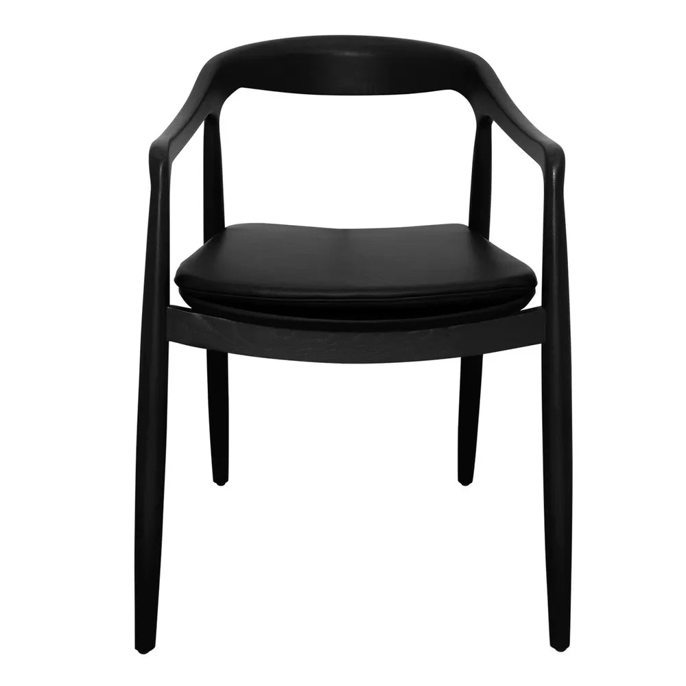 Astrid Ashwood Black Dining Chair Set of 2 - Black Leather