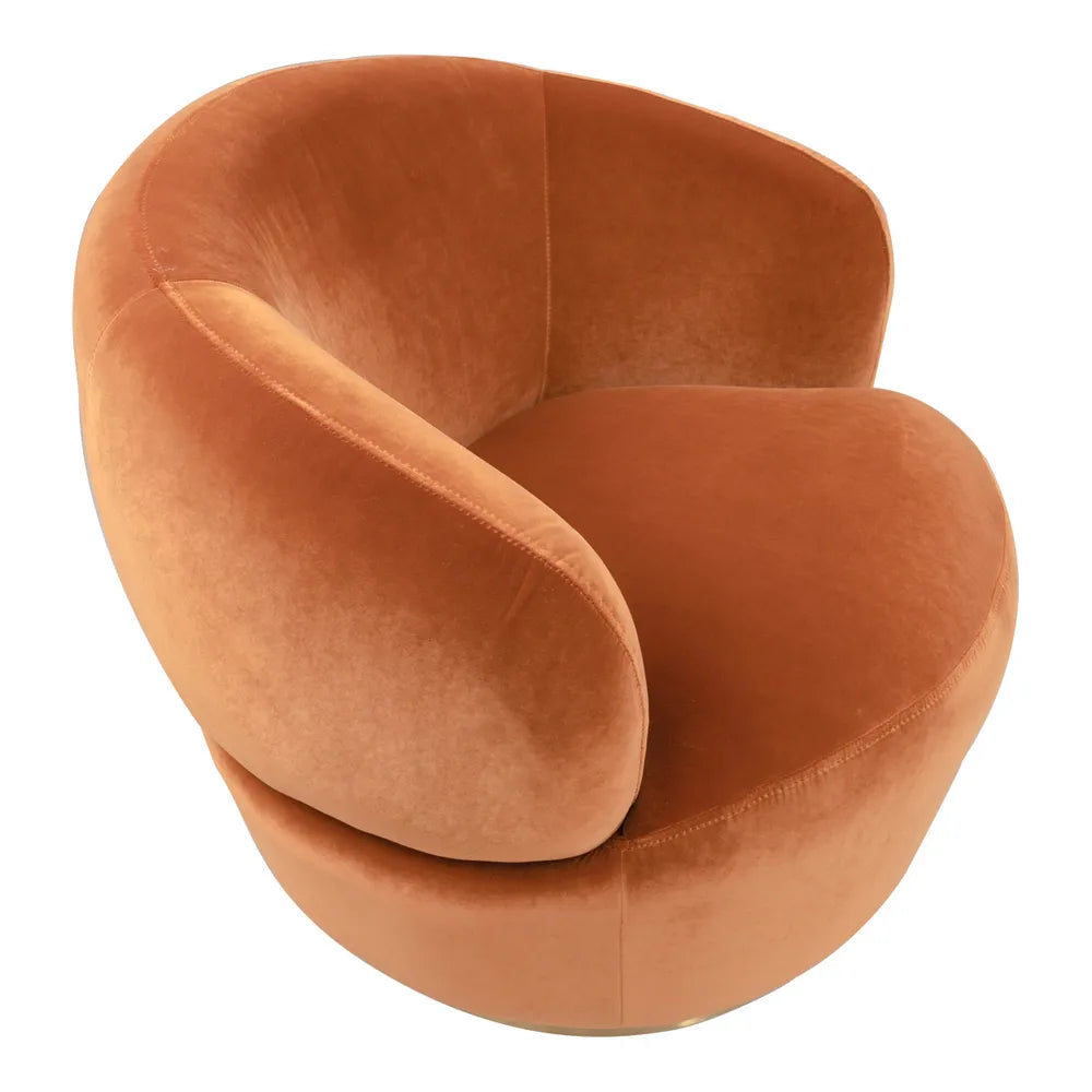 Pulsar Swivel Arm Chair - Caramel Velvet