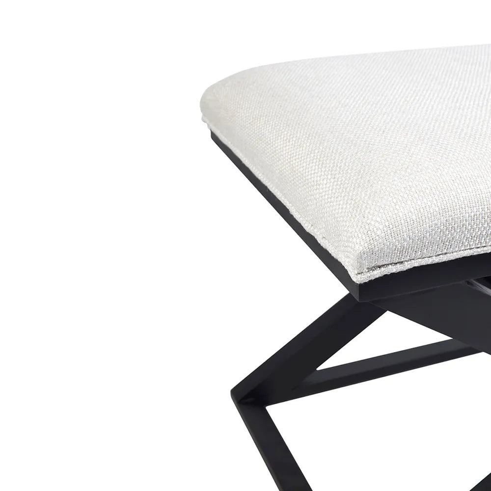 Spencer Black Timber Stool - Natural Linen