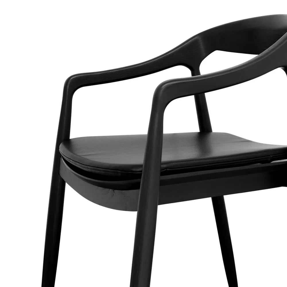 Astrid Ashwood Black Dining Chair Set of 2 - Black Leather