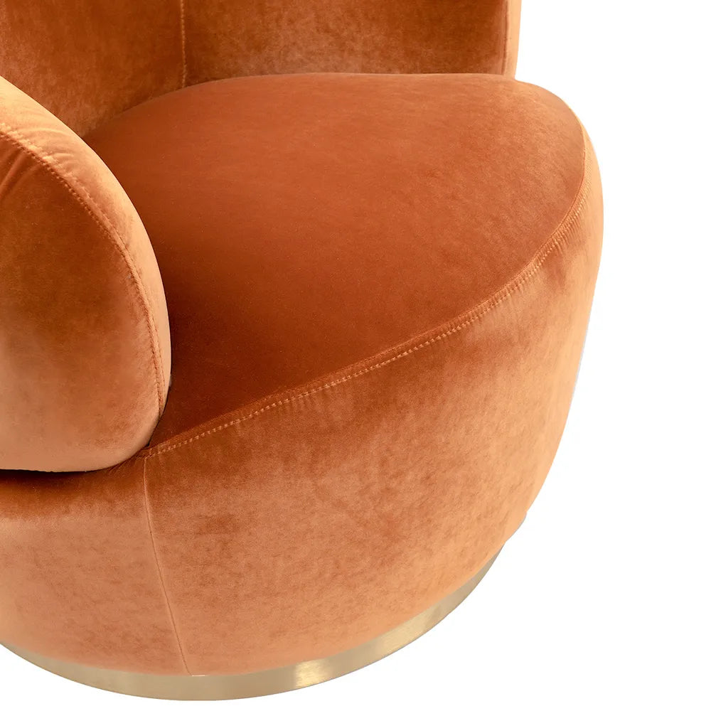 Pulsar Swivel Arm Chair - Caramel Velvet