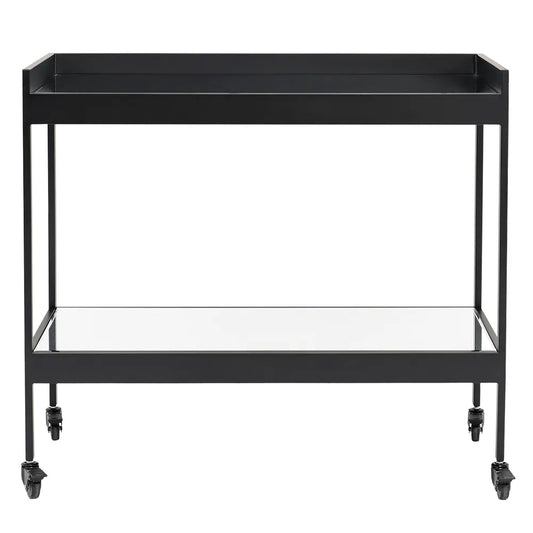 Fenton Mirrored Bar Cart - Black