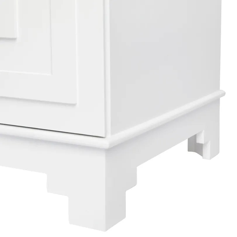 Greek Key Bedside Table - White