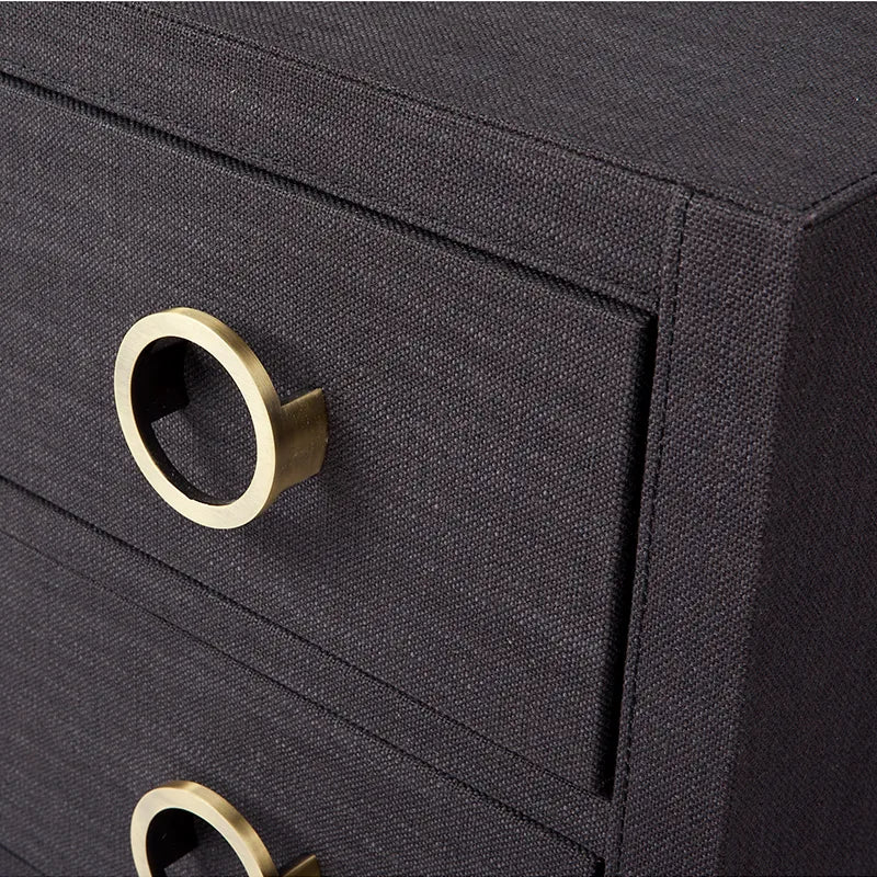 Astley Upholstered Bedside Table - Charcoal Linen