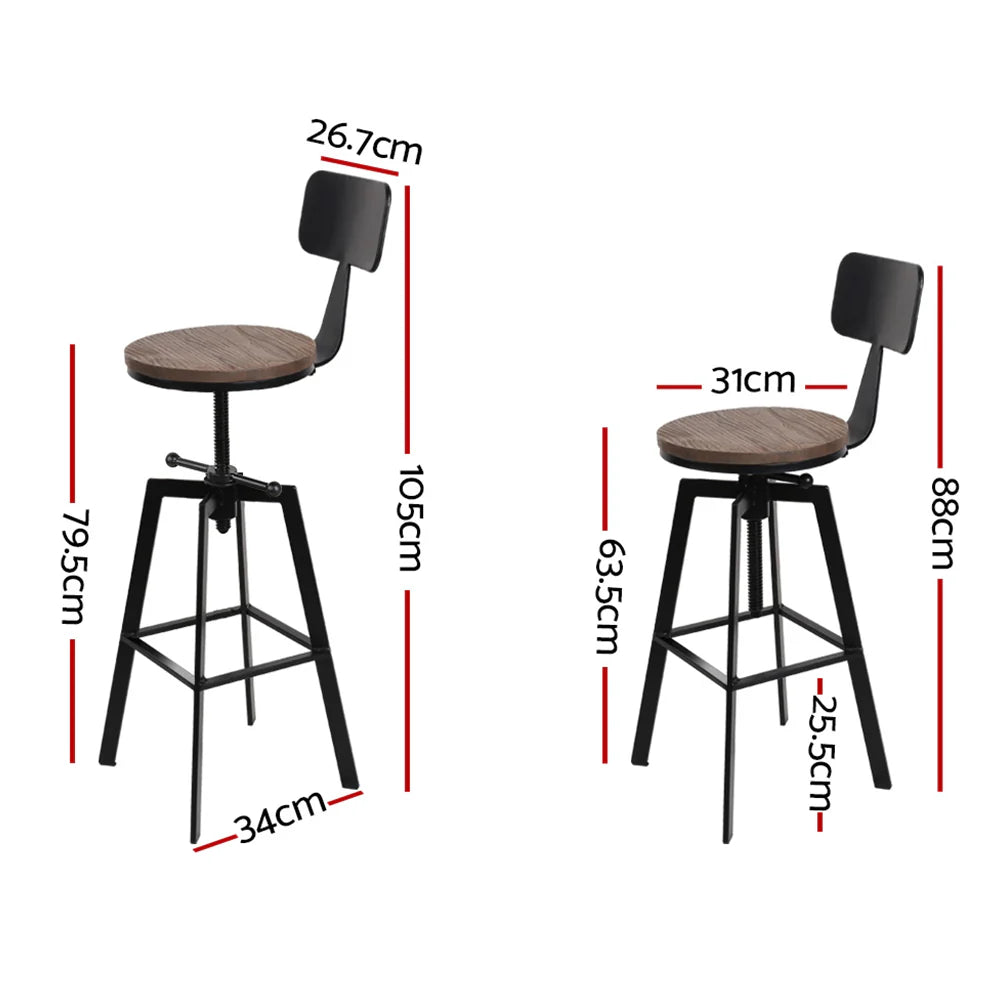 Set of 2 Arthur Vintage Metal Bar Stools