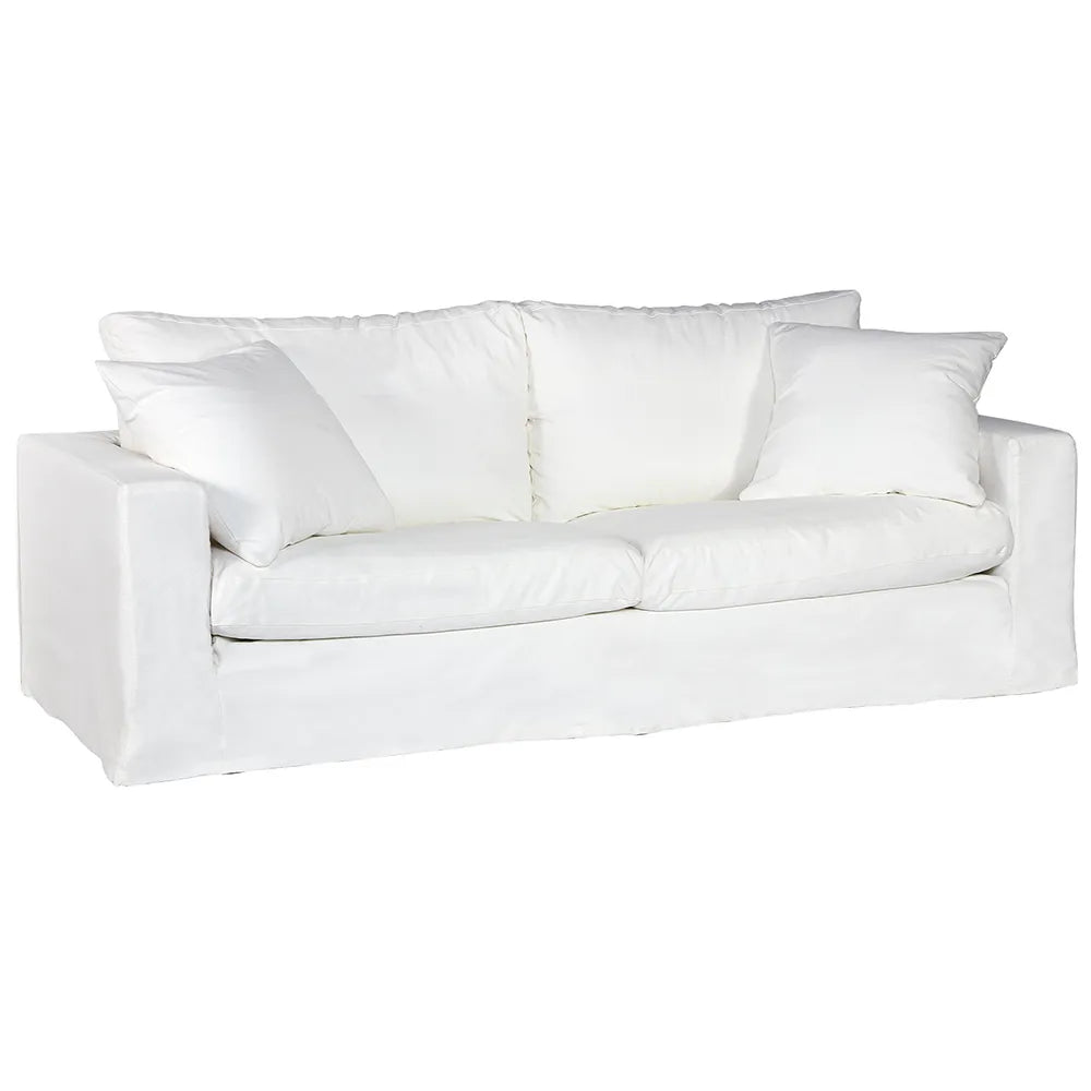 Bungalow 3 Seater Slip Cover Sofa -  White Cotton