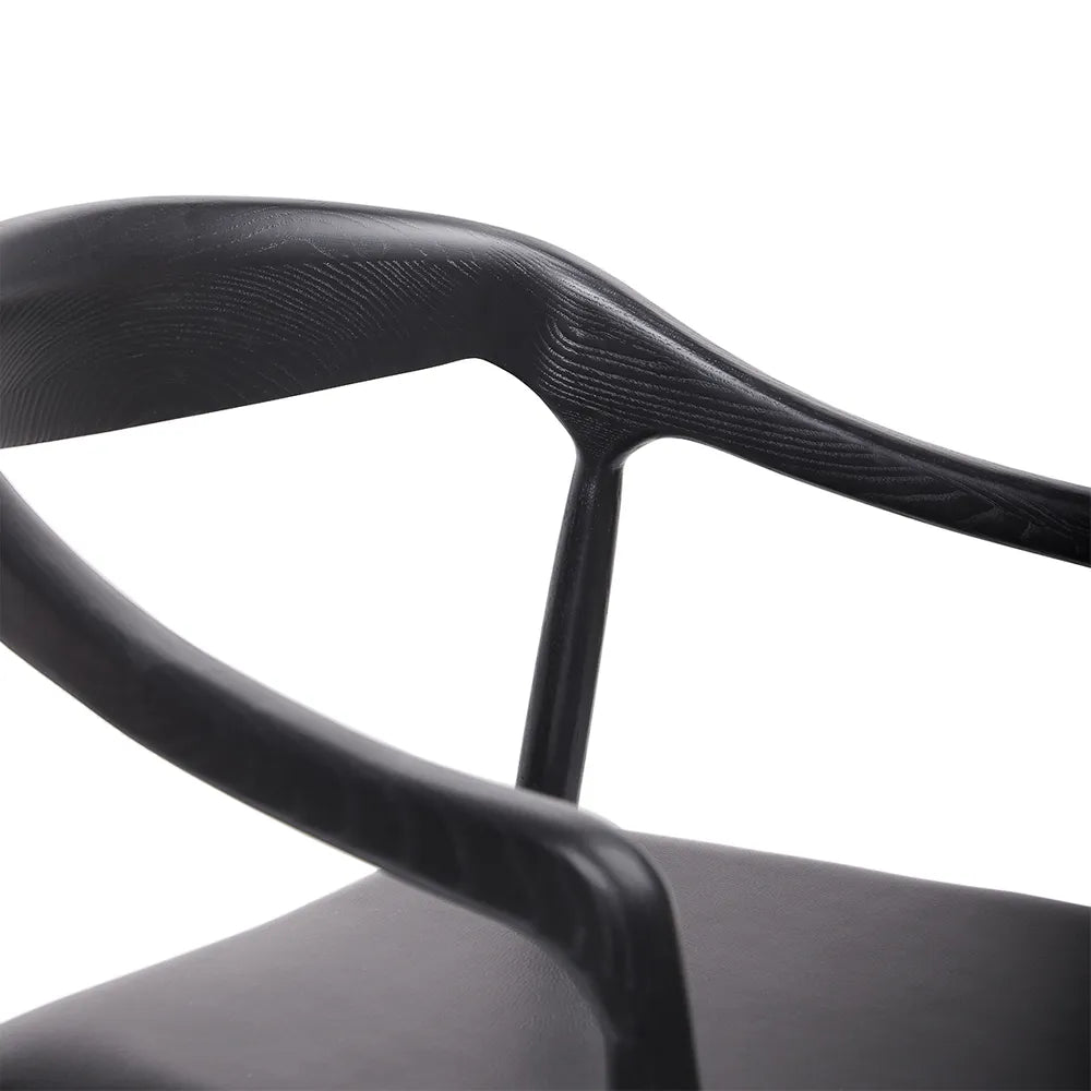 Astrid Ashwood Dining Chair - Black Leather