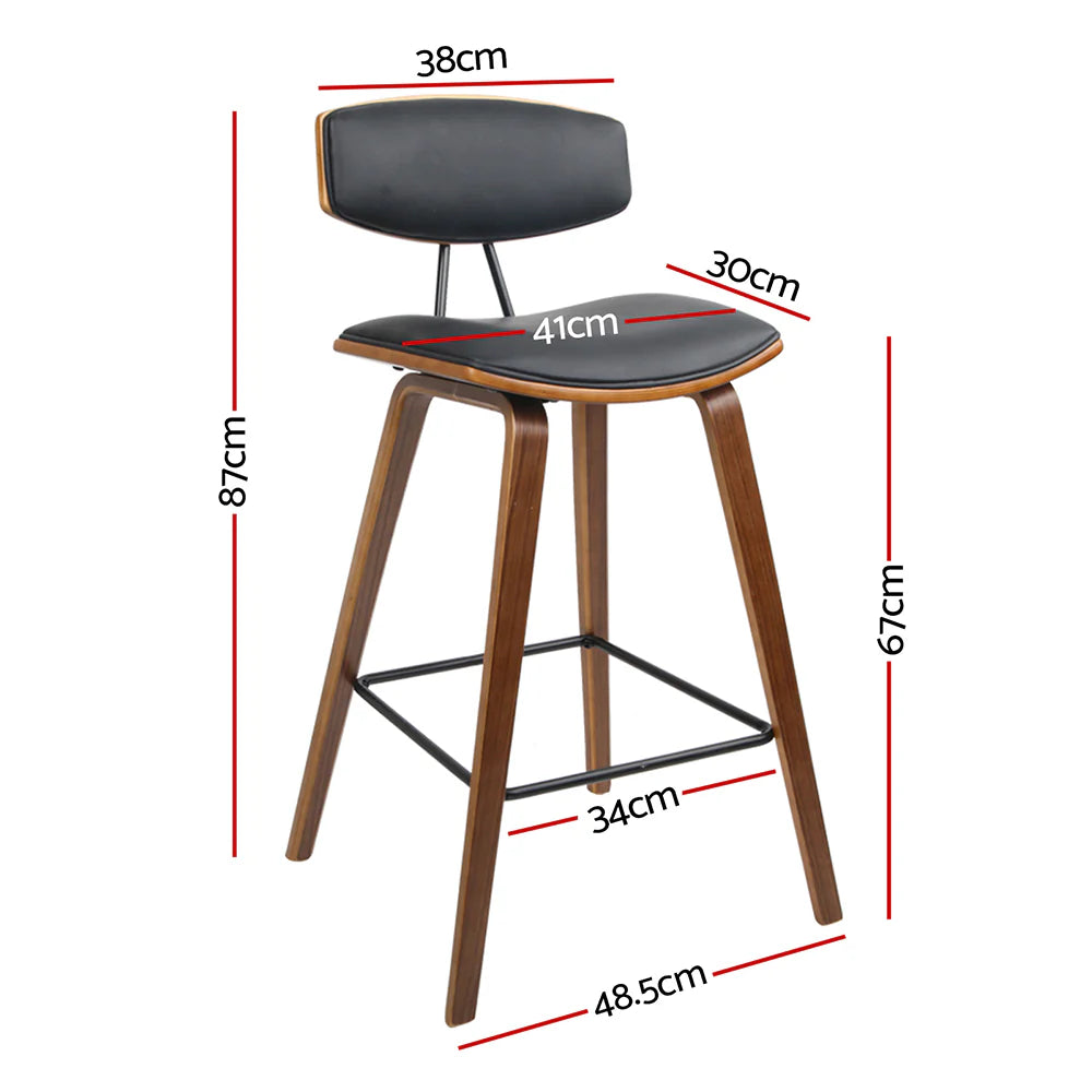 Set of 2 Apollo Leather Bar Stools w/Backrest