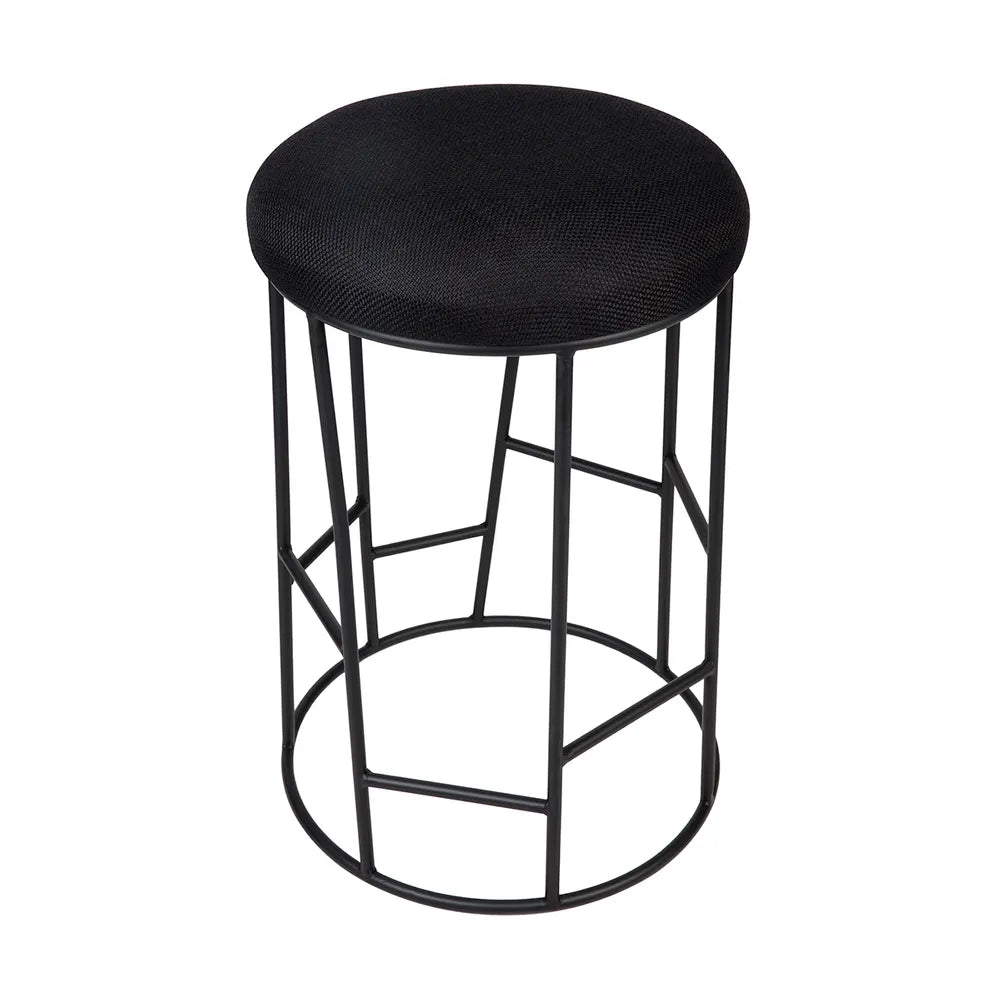 Aiden Black Steel Kitchen Stool - Black Linen