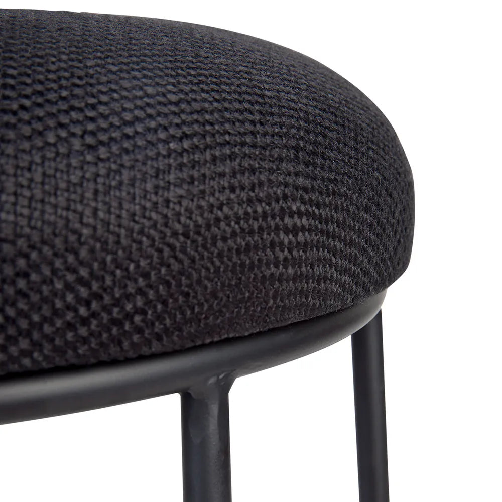 Aiden Black Steel Kitchen Stool - Black Linen