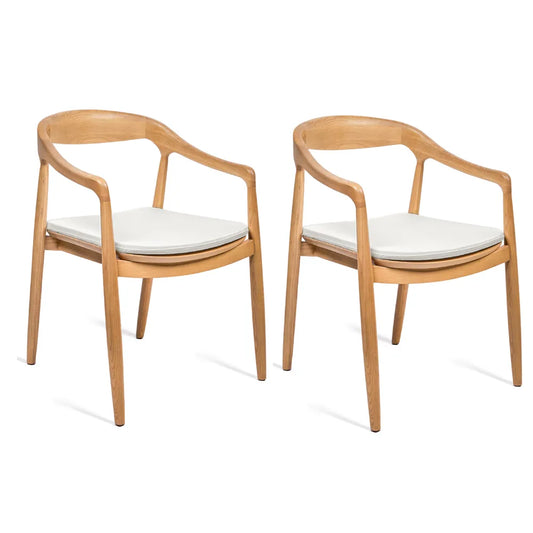 Astrid Ashwood Natural Dining Chair Set of 2 with White Linen