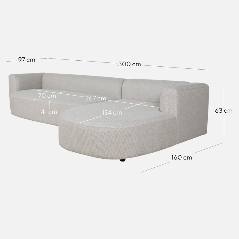 Moana Right Chaise Sofa - Sterling Sand