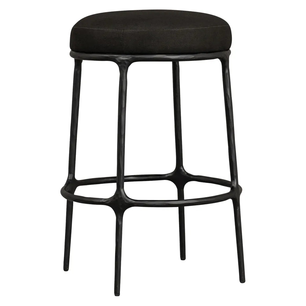 Heston Black Kitchen Stool - Black Linen